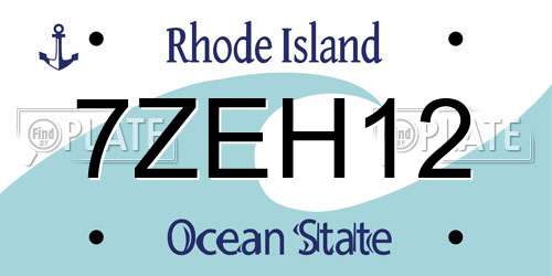 7ZEH12 Rhode Island License Plate
