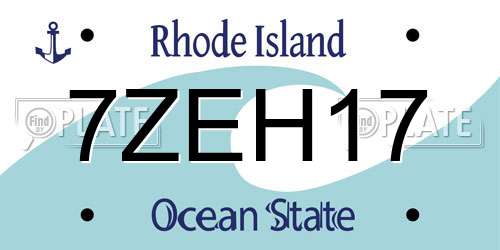 7ZEH17 Rhode Island License Plate
