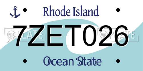 7ZET026 Rhode Island License Plate