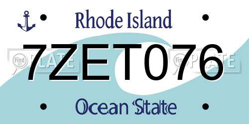 7ZET076 Rhode Island License Plate
