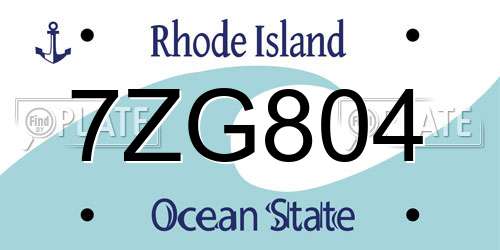 7ZG804 Rhode Island License Plate