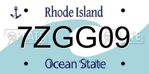 7ZGG09 Rhode Island License Plate