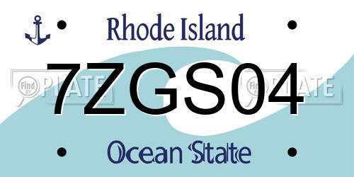 7ZGS04 Rhode Island License Plate