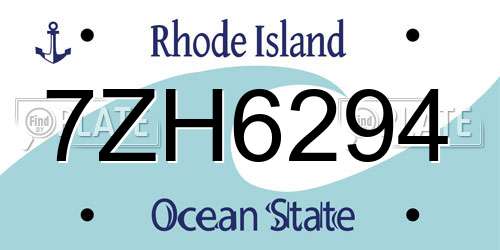 7ZH6294 Rhode Island License Plate