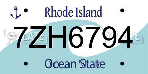 7ZH6794 Rhode Island License Plate