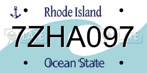 7ZHA097 Rhode Island License Plate