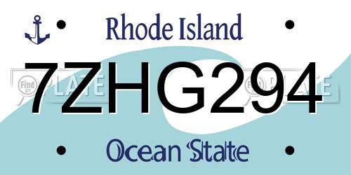 7ZHG294 Rhode Island License Plate