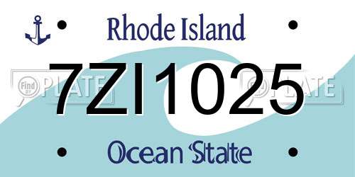 7ZI1025 Rhode Island License Plate