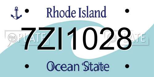 7ZI1028 Rhode Island License Plate