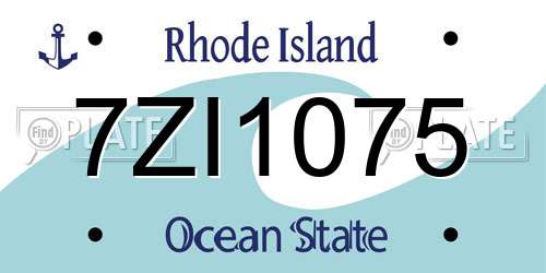 7ZI1075 Rhode Island License Plate