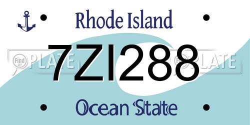 7ZI288 Rhode Island License Plate