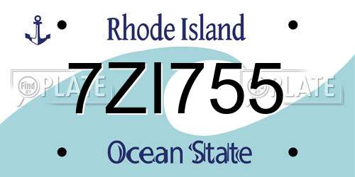 7ZI755 Rhode Island License Plate
