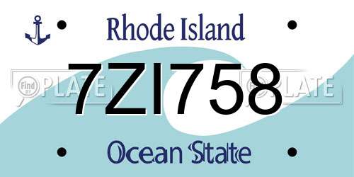 7ZI758 Rhode Island License Plate