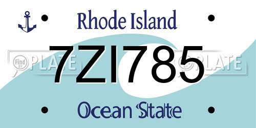 7ZI785 Rhode Island License Plate