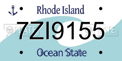 7ZI9155 Rhode Island License Plate