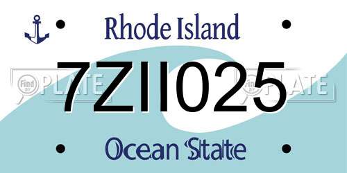 7ZII025 Rhode Island License Plate