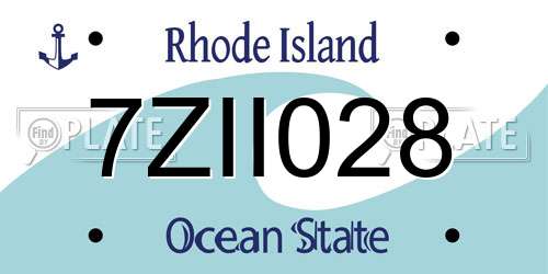 7ZII028 Rhode Island License Plate