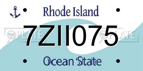 7ZII075 Rhode Island License Plate