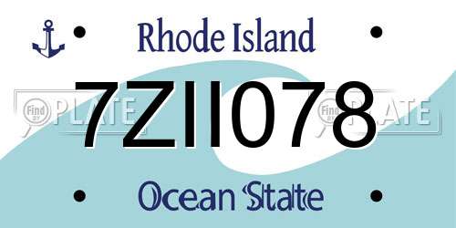 7ZII078 Rhode Island License Plate