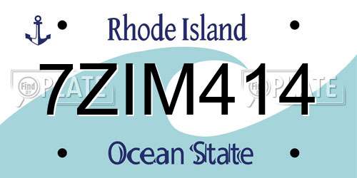 7ZIM414 Rhode Island License Plate