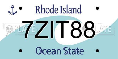 7ZIT88 Rhode Island License Plate