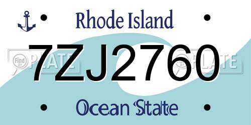 7ZJ2760 Rhode Island License Plate