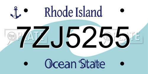7ZJ5255 Rhode Island License Plate