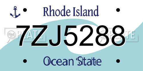 7ZJ5288 Rhode Island License Plate