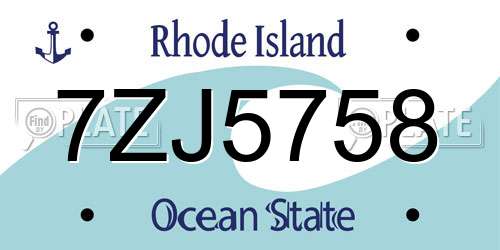 7ZJ5758 Rhode Island License Plate