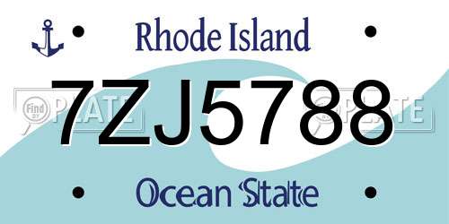 7ZJ5788 Rhode Island License Plate
