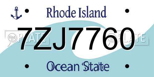 7ZJ7760 Rhode Island License Plate