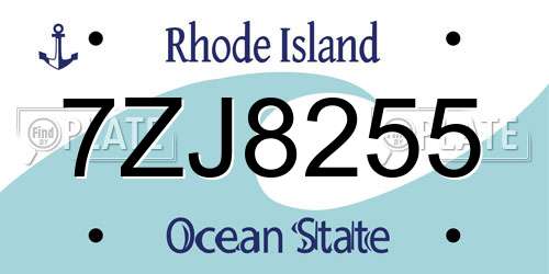 7ZJ8255 Rhode Island License Plate