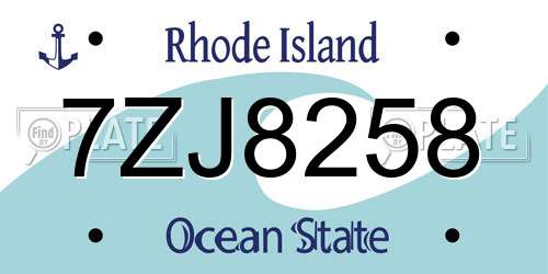 7ZJ8258 Rhode Island License Plate