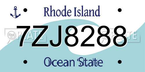 7ZJ8288 Rhode Island License Plate