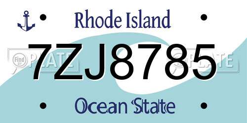 7ZJ8785 Rhode Island License Plate