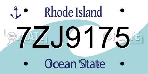 7ZJ9175 Rhode Island License Plate