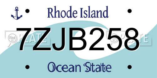 7ZJB258 Rhode Island License Plate