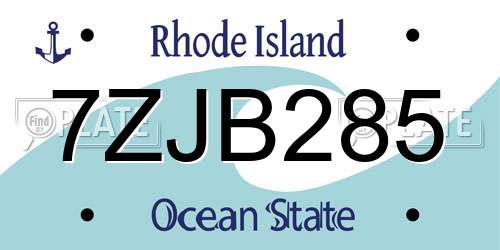 7ZJB285 Rhode Island License Plate