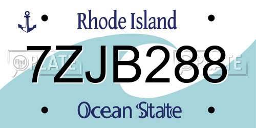7ZJB288 Rhode Island License Plate