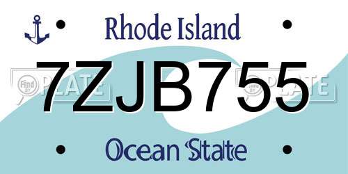 7ZJB755 Rhode Island License Plate