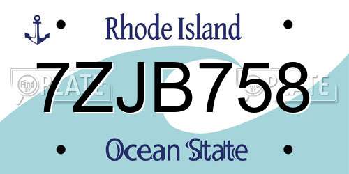 7ZJB758 Rhode Island License Plate