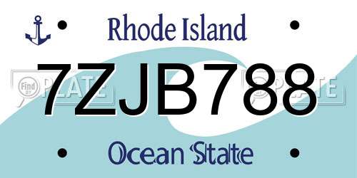 7ZJB788 Rhode Island License Plate