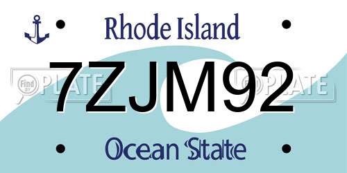 7ZJM92 Rhode Island License Plate