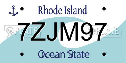 7ZJM97 Rhode Island License Plate