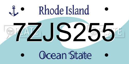 7ZJS255 Rhode Island License Plate
