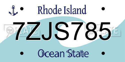 7ZJS785 Rhode Island License Plate