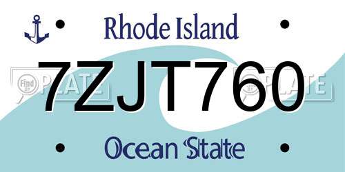 7ZJT760 Rhode Island License Plate