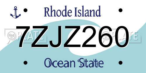 7ZJZ260 Rhode Island License Plate