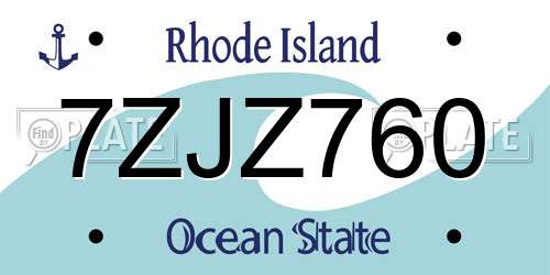 7ZJZ760 Rhode Island License Plate