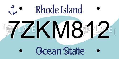 7ZKM812 Rhode Island License Plate